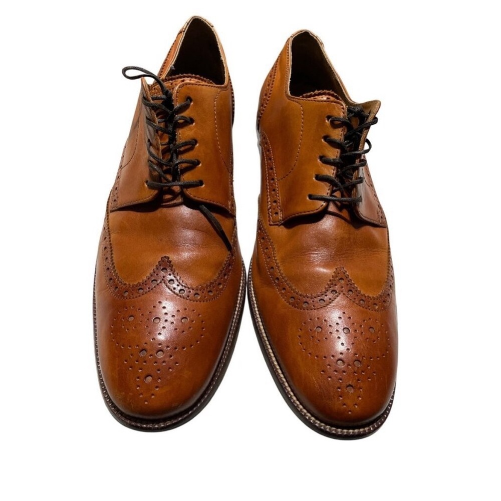 Cole HAAN Mens cognac BrownLeather Wingtip Oxford Dress Shoes 12